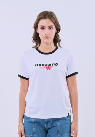 Mossimo Bria White Floral Classic Fit Tee For Women