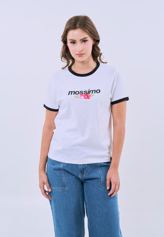 Mossimo Bria White Floral Classic Fit Tee For Women