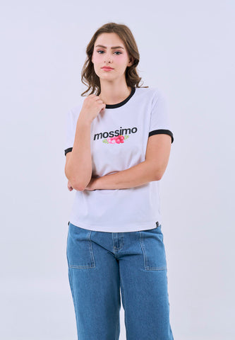 Mossimo Bria White Floral Classic Fit Tee For Women