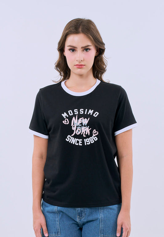 Mossimo Tahlia Black Classic Fit Tee For Women