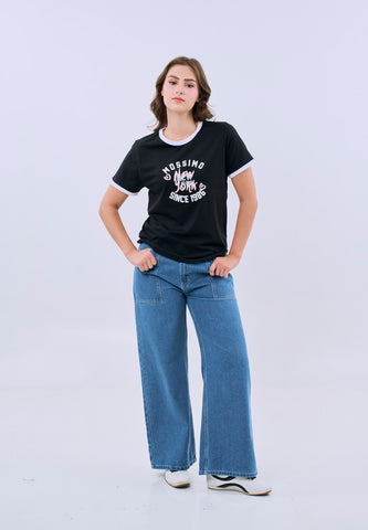 Mossimo Tahlia Black Classic Fit Tee For Women