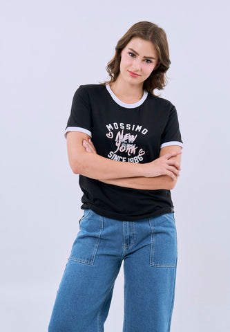 Mossimo Tahlia Black Classic Fit Tee For Women
