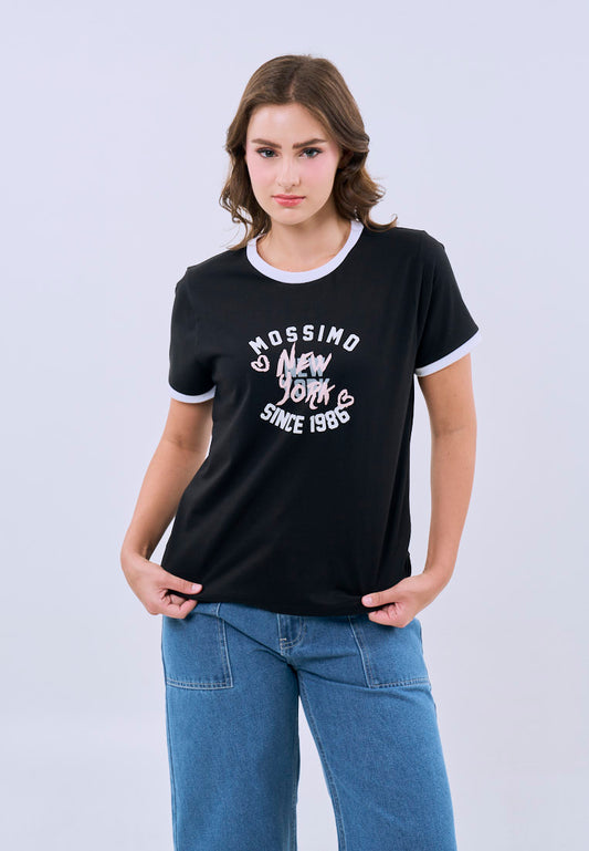 Mossimo Tahlia Black Classic Fit Tee For Women