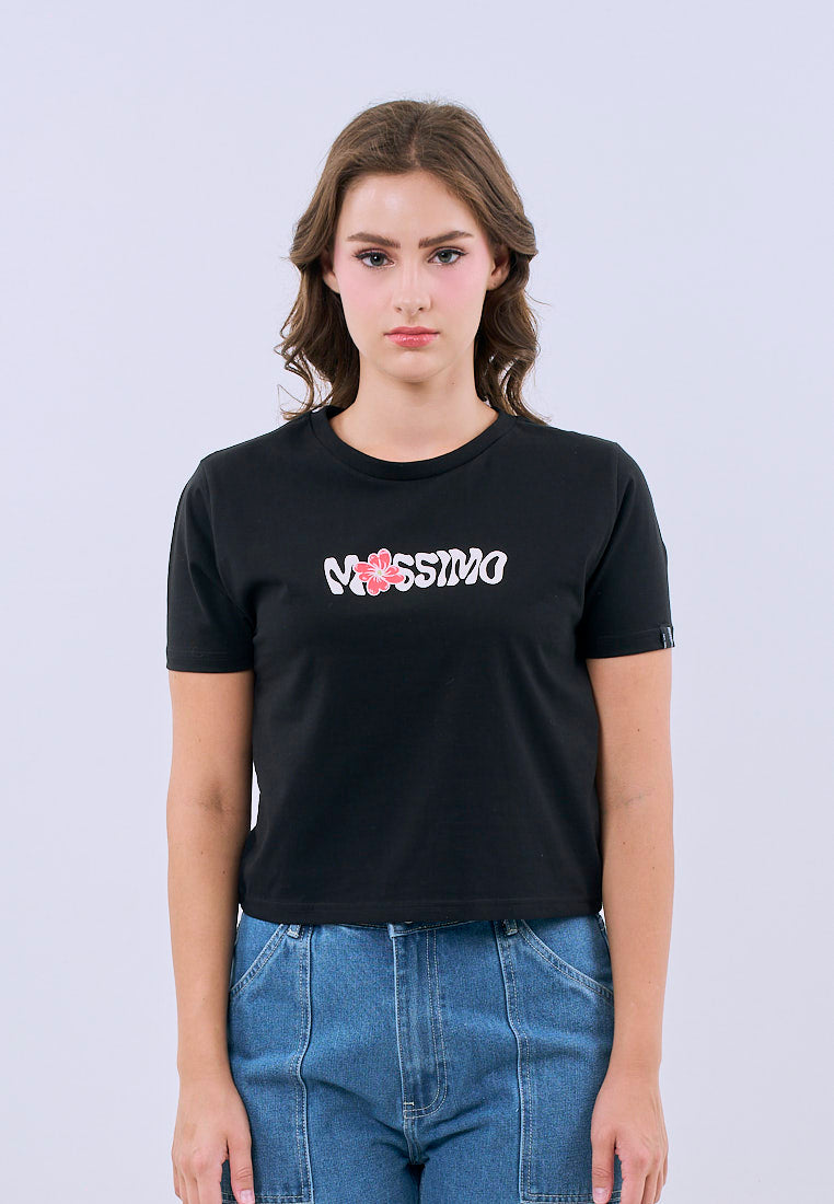 Mossimo Alina Black Classic Cropped Fit Tee For Women