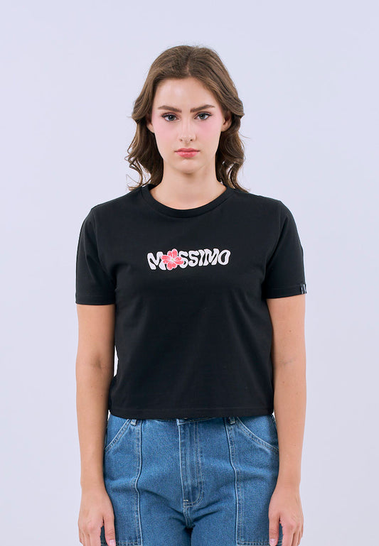 Mossimo Alina Black Classic Cropped Fit Tee For Women