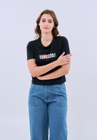 Mossimo Alina Black Classic Cropped Fit Tee For Women