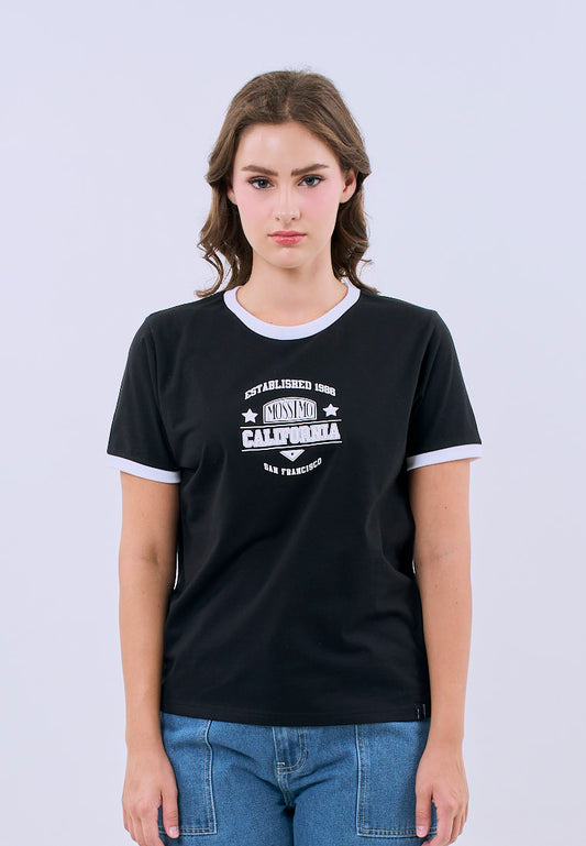 Mossimo Zinnia Black Ringer Classic Fit Tee For Women