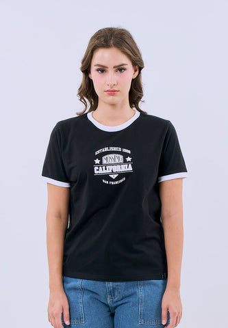 Mossimo Zinnia Black Ringer Classic Fit Tee For Women
