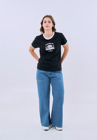 Mossimo Zinnia Black Ringer Classic Fit Tee For Women