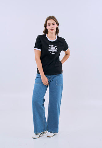 Mossimo Zinnia Black Ringer Classic Fit Tee For Women