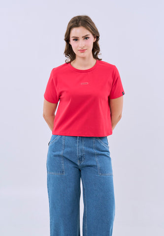 Mossimo Vega Red Classic Cropped Fit Tee For Women