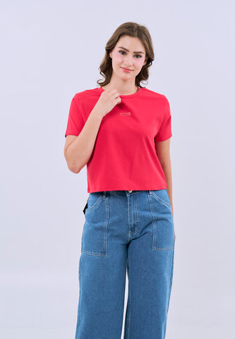 Mossimo Vega Red Classic Cropped Fit Tee For Women