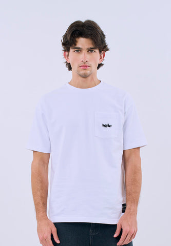 Mossimo Men's White  Basic Front Pocket Urban Fit Tee with Back Woven Label