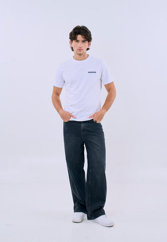 Mossimo Unisex White Graphic Tee with Back Print