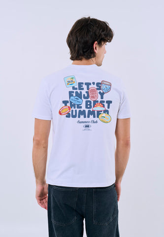 Mossimo Unisex White Graphic Tee with Back Print