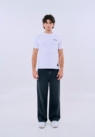 Mossimo Unisex White Graphic Tee with Back Print
