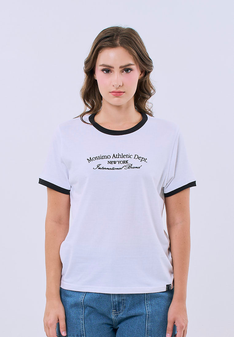 Mossimo Kaelis White Ringer Classic Fit Tee For Women