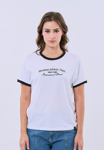Mossimo Kaelis White Ringer Classic Fit Tee For Women