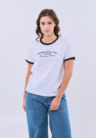 Mossimo Kaelis White Ringer Classic Fit Tee For Women