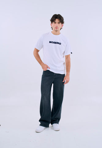 Mossimo Men's White Basic Comfort Fit Tee with Logo Print