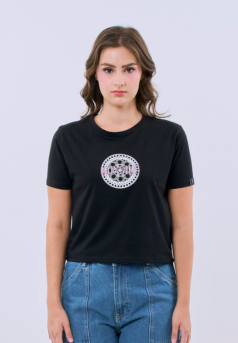 Mossimo Yvette Black Classic Cropped Fit Tee For Women