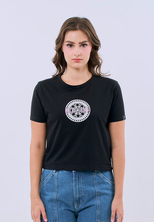 Mossimo Yvette Black Classic Cropped Fit Tee For Women