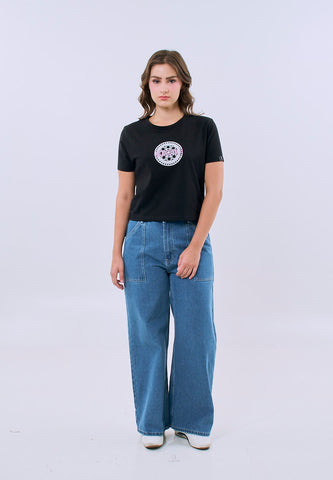 Mossimo Yvette Black Classic Cropped Fit Tee For Women
