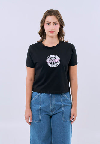 Mossimo Yvette Black Classic Cropped Fit Tee For Women