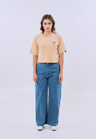 Mossimo Selene Beige Modern Cropped Fit Tee For Women