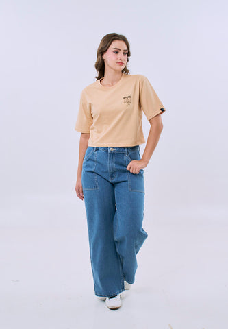Mossimo Selene Beige Modern Cropped Fit Tee For Women