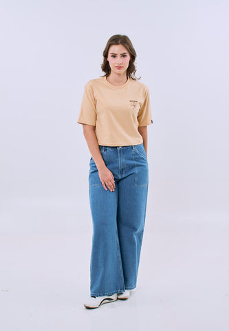 Mossimo Selene Beige Modern Cropped Fit Tee For Women