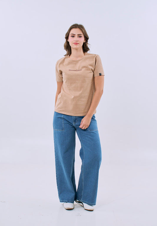 Mossimo Alessandra Pale Khaki Acid Wash Classic Fit Tee For Women