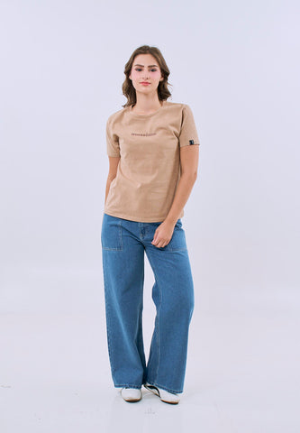 Mossimo Alessandra Pale Khaki Acid Wash Classic Fit Tee For Women