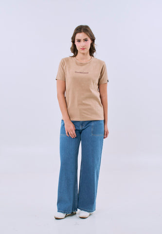 Mossimo Alessandra Pale Khaki Acid Wash Classic Fit Tee For Women
