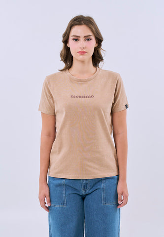 Mossimo Alessandra Pale Khaki Acid Wash Classic Fit Tee For Women