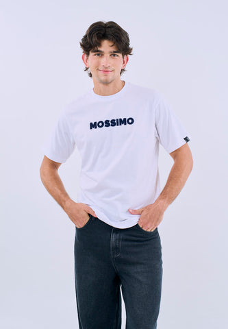 Mossimo Men's White Basic Comfort Fit Tee with Logo Print