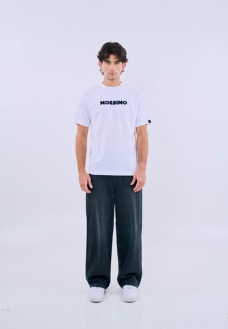 Mossimo Men's White Basic Comfort Fit Tee with Logo Print