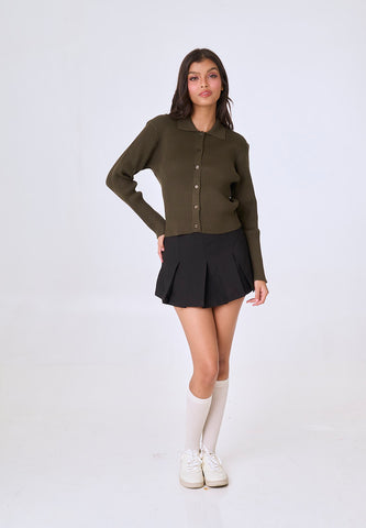 Mossimo Callie Olive Vintage Knit Long Sleeves Top