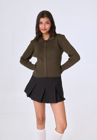 Mossimo Callie Olive Vintage Knit Long Sleeves Top