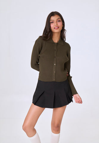 Mossimo Callie Olive Vintage Knit Long Sleeves Top