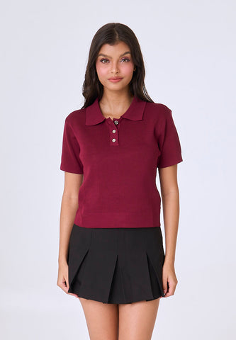 Mossimo Dakota Maroon Knits Cropped Top