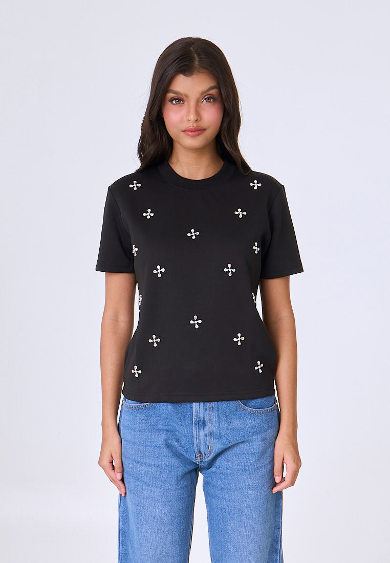 Mossimo Huxley Black Knits Top w/ Body Embellishment