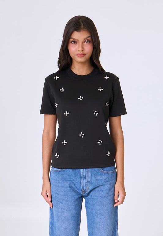 Mossimo Huxley Black Knits Top w/ Body Embellishment