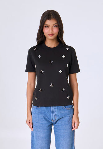 Mossimo Huxley Black Knits Top w/ Body Embellishment
