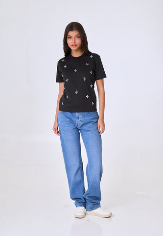 Mossimo Huxley Black Knits Top w/ Body Embellishment