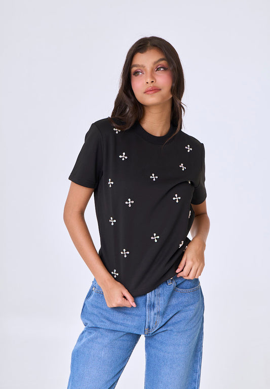 Mossimo Huxley Black Knits Top w/ Body Embellishment