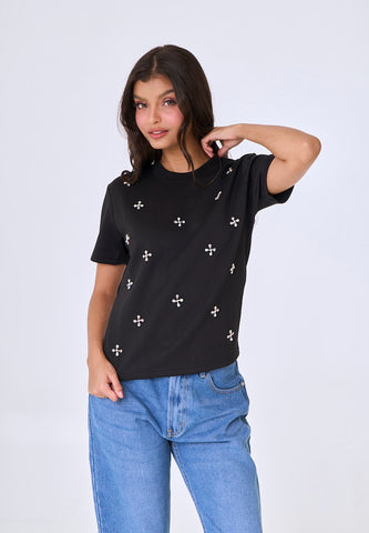 Mossimo Huxley Black Knits Top w/ Body Embellishment