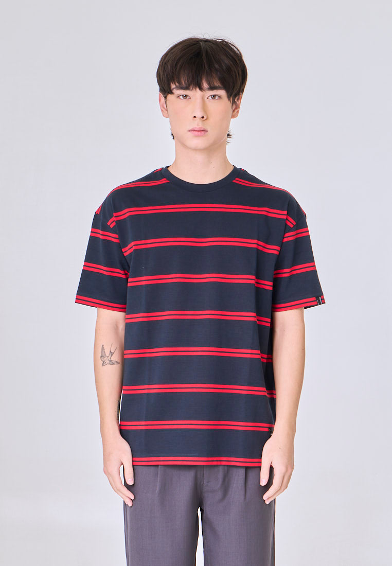 Mossimo Daxton Navy Red Stripes Urban Fit Tee
