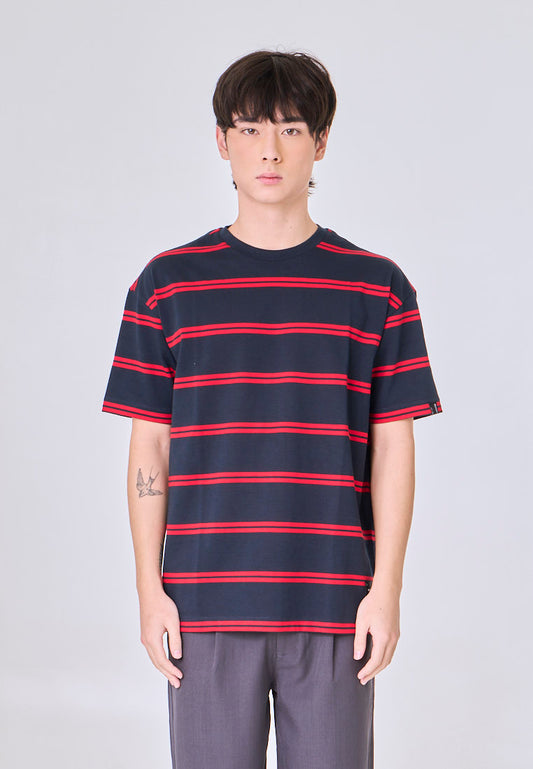 Mossimo Daxton Navy Red Stripes Urban Fit Tee