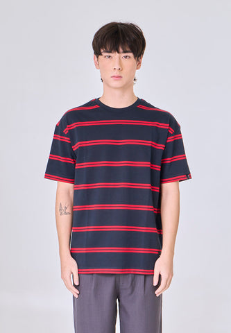 Mossimo Daxton Navy Red Stripes Urban Fit Tee